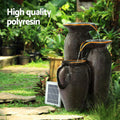 Gardeon Solar Fountain 76CM LED Lights Grey Cascading Water Feature