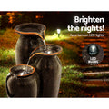 Gardeon Solar Fountain 76CM LED Lights Grey Cascading Water Feature
