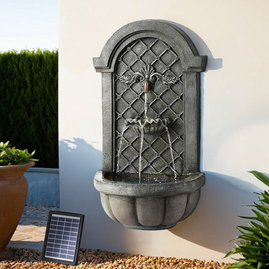 Gardeon 80cm Solar Fountain Wall Mount Water Feature Grey