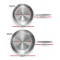 5-Star Chef Stainless Steel Frying Pan Twin Set 25/30cm Silver