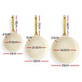 3PC Ceramic Frying Pan Set Multi Colour Non-Stick Cookware