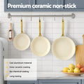 3PC Ceramic Frying Pan Set Multi Colour Non-Stick Cookware