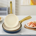 3PC Ceramic Frying Pan Set Multi Colour Non-Stick Cookware