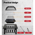Grillz 2-In-1 Fire Pit BBQ Grill Table Charcoal
