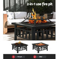 Grillz 2-In-1 Fire Pit BBQ Grill Table Charcoal