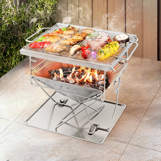 Grillz Fire Pit BBQ Grill Camping Portable with Carry Bag