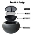 Grillz Fire Pit Bowl Black 61cm Outdoor Patio Heater