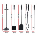 Grillz 5 Piece Fire Pit Tool Set BBQ Poker Shovel Brush