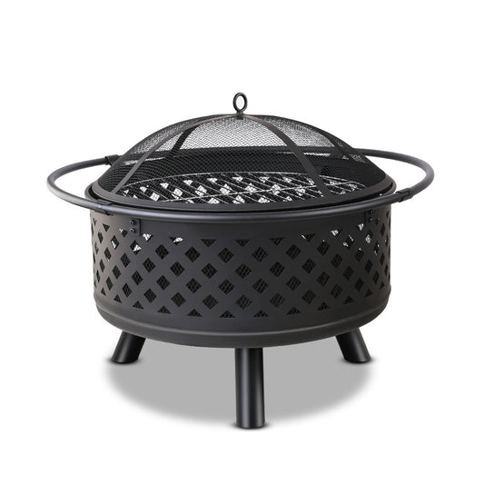 Grillz Fire Pit BBQ Grill 76cm Outdoor Charcoal