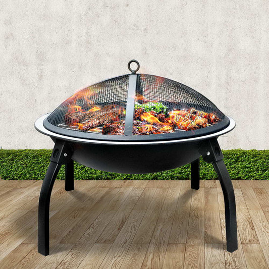 Fire Pit BBQ Smoker Charcoal 22" Portable Outdoor Camping Patio