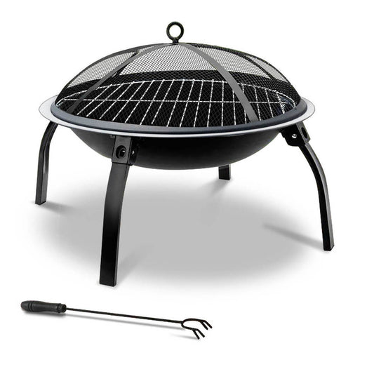 Fire Pit BBQ Charcoal Grill Smoker 30" Portable Outdoor Garden