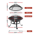 Grillz Fire Pit Mesh Lid Fire Picker BBQ Wood Burning Outdoor