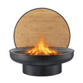 Grillz Fire Pit Table with Lid Deep Bowl Wood Burning BBQ Grill