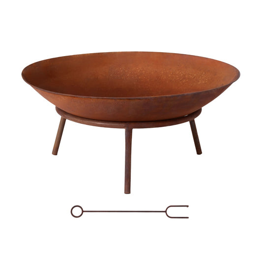 Grillz 56cm Fire Pit Iron Bowl Outdoor Rustic
