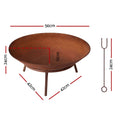 Grillz 56cm Fire Pit Iron Bowl Outdoor Rustic