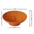 Grillz Fire Pit Bowl 80cm Iron Outdoor Patio Fireplace