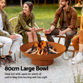 Grillz Fire Pit Bowl 80cm Iron Outdoor Patio Fireplace