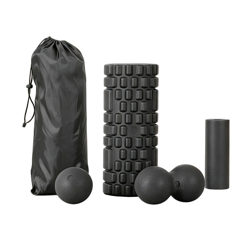 Everfit Foam Roller Set 4 in 1 Grid High Density Massager for Deep Tissue Trigger Point Myofascial Release Back Pain Muscle Recovery Gym Home Fitness Equipment with Storage Bag Supports 150kg