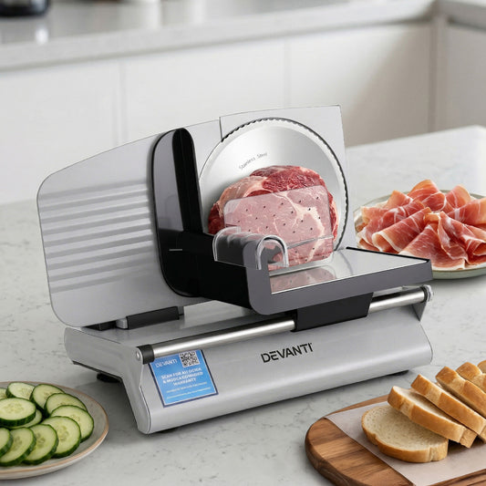 Devanti Meat Slicer 200W 0-15mm Adjustable Stainless Steel