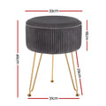 Artiss Velvet Ottoman Foot Stool Round Grey