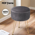 Artiss Velvet Ottoman Foot Stool Round Grey
