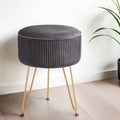 Artiss Velvet Ottoman Foot Stool Round Grey