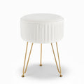 Artiss Ottoman Foot Stool Round Velvet White