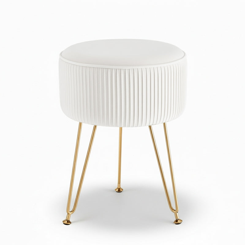 Artiss Ottoman Foot Stool Round Velvet White