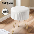 Artiss Ottoman Foot Stool Round Velvet White