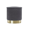 Artiss Round Ottoman Teddy Fabric Footstool Charcoal