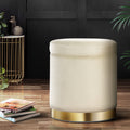 Artiss Round Ottoman Storage Footstool Velvet Cream