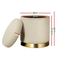 Artiss Round Ottoman Storage Footstool Velvet Cream