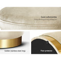 Artiss Round Ottoman Storage Footstool Velvet Cream