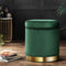 Artiss Round Velvet Ottoman Storage Footstool Green