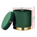Artiss Round Velvet Ottoman Storage Footstool Green