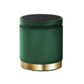 Artiss Round Velvet Ottoman Storage Footstool Green