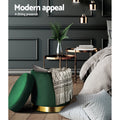 Artiss Round Velvet Ottoman Storage Footstool Green