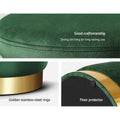 Artiss Round Velvet Ottoman Storage Footstool Green