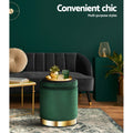 Artiss Round Velvet Ottoman Storage Footstool Green