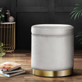 Artiss Round Ottoman Storage Footstool Velvet Grey