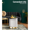 Artiss Round Ottoman Storage Footstool Velvet Grey