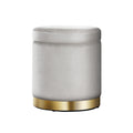 Artiss Round Ottoman Storage Footstool Velvet Grey