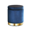 Artiss Ottoman Storage Foot Stool Round Navy Velvet