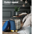 Artiss Ottoman Storage Foot Stool Round Navy Velvet