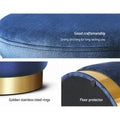 Artiss Ottoman Storage Foot Stool Round Navy Velvet