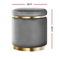 Artiss Round Velvet Ottoman Foot Stool Charcoal