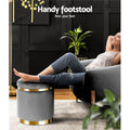 Artiss Round Velvet Ottoman Foot Stool Charcoal
