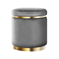 Artiss Round Velvet Ottoman Foot Stool Charcoal