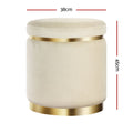 Artiss Round Velvet Ottoman Footstool Cream