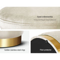 Artiss Round Velvet Ottoman Footstool Cream